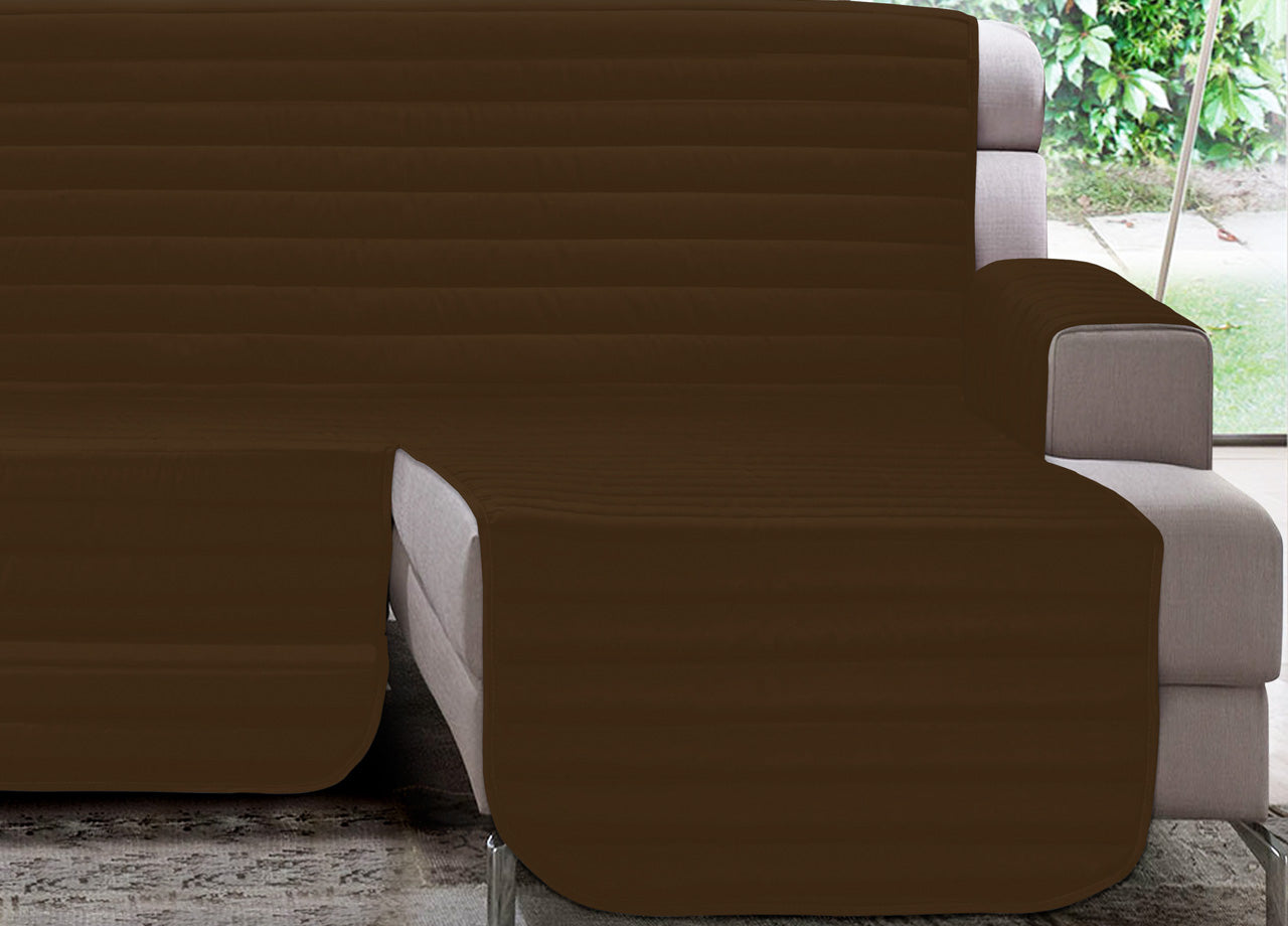 Copridivano Trapuntato Per Divani Con Penisola Modello Simpaty - 290 cm - Marrone