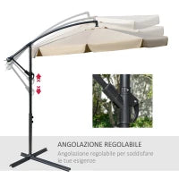 Ombrellone da Giardino Ø2.7x2.7m a Braccio con Tettuccio Regolabile, Marrone Chiaro