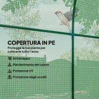 Serra da Giardino a Tunnel con Porte e Finestre Avvolgibili in PE Verde, 180x180x200cm