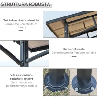 Gazebo da Giardino per Barbecue BBQ con Tetto in PC e Mensole Laterali, 246x149x230cm, Nero