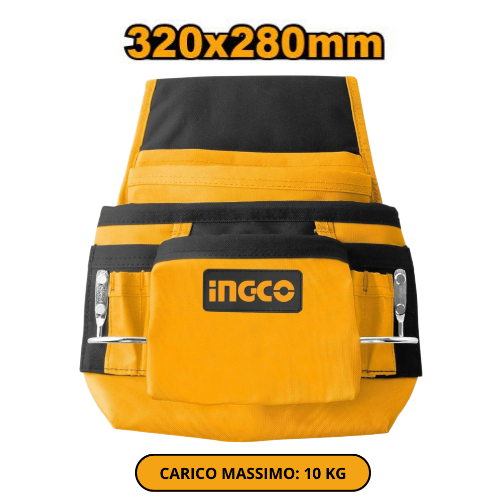 Fodero porta attrezzi 10 tasche 2 ganci porta martello borsa cintura strumenti