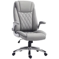 Sedia da Ufficio Ergonomica con Imbottitura, Altezza Regolabile e 5 Ruote, 70x71x113-121 cm, Grigio