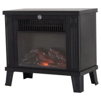 Camino Elettrico da Terra Moderno Potenza 600W/1200W con Effetto Fiamma 34 x 17 x 31cm Nero