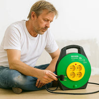 Ecova 32121 avvolgicavo 15 metri con 4 prese universali 10/16a e cavo h05vv-f