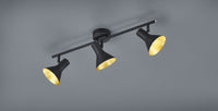 NINA BARRA 3 SPOTS ATTACCO E14 DIFFUSORI METALLO NERO + ORO 58CM
