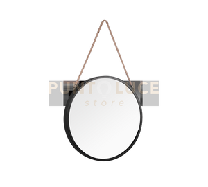 NINA SPECCHIO DA PARETE ROTONDO D.80CM NERO IN METALLO E CORDA