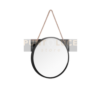 TAIRA SPECCHIO DA PARETE ROTONDO D.80CM NERO IN METALLO E CORDA