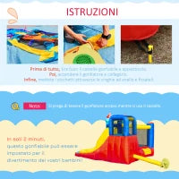 Castello Gonfiabile 4 in 1 Bimbi 3-8 Anni, Scivolo e Piscina, 265x260x200cm