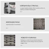 Divano 3 Posti da Esterni in Rattan (PE) con Cuscini Imbottiti e Sfoderabili, Giardino/Terrazzo, 173x68x78cm