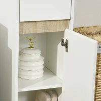 kleankin Mobiletto Bagno con Cassetto e Armadietto con Mensola Regolabile in Legno 30x33x88cm, Bianco