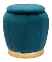 Pouf Contenitore Paris Ottanio/Gold cm Ø 43X43