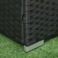 Baule da Giardino in Rattan e Acciaio con Coperchio, 95x60x53cm, Nero