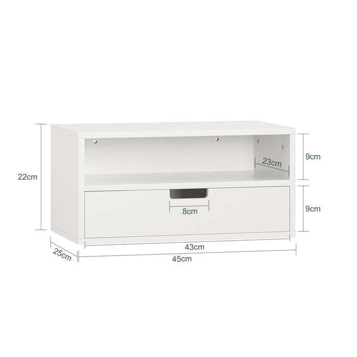 Comodino Con Cassetti Tavolo Telefono Bianco Mensoa Da Muro 45x25x55 Cm NKD03-W SoBuy