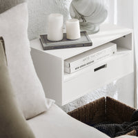 Comodino Con Cassetti Tavolo Telefono Bianco Mensoa Da Muro 45x25x55 Cm NKD03-W SoBuy