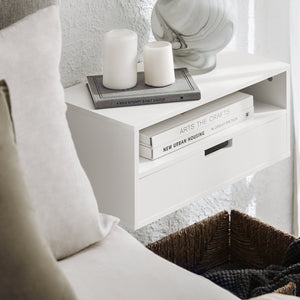 Comodino Con Cassetti Tavolo Telefono Bianco Mensoa Da Muro 45x25x55 Cm NKD03-W SoBuy