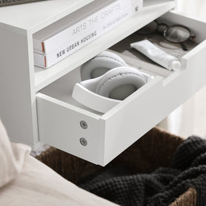 Comodino Con Cassetti Tavolo Telefono Bianco Mensoa Da Muro 45x25x55 Cm NKD03-W SoBuy