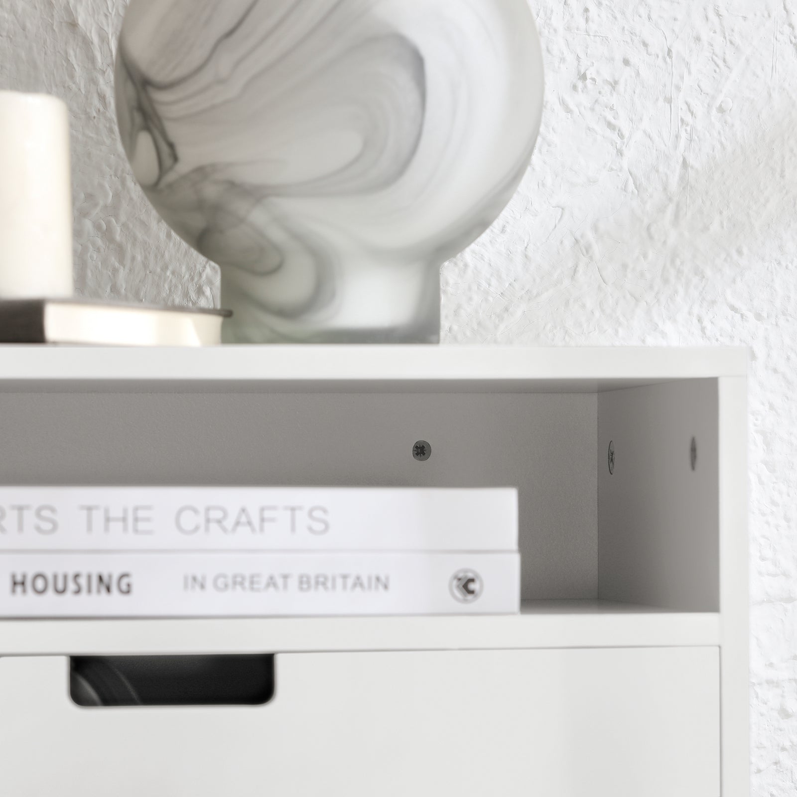 Comodino Con Cassetti Tavolo Telefono Bianco Mensoa Da Muro 45x25x55 Cm NKD03-W SoBuy