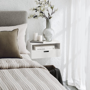 Comodino Con Cassetti Tavolo Telefono Bianco Mensoa Da Muro 45x25x55 Cm NKD03-W SoBuy