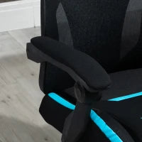 Sedia da Gaming con Supporto Lombare, Sedia Ufficio Ergonomica con Altezza Regolabile in Tessuto Nero e Blu, 65x65x119-129cm