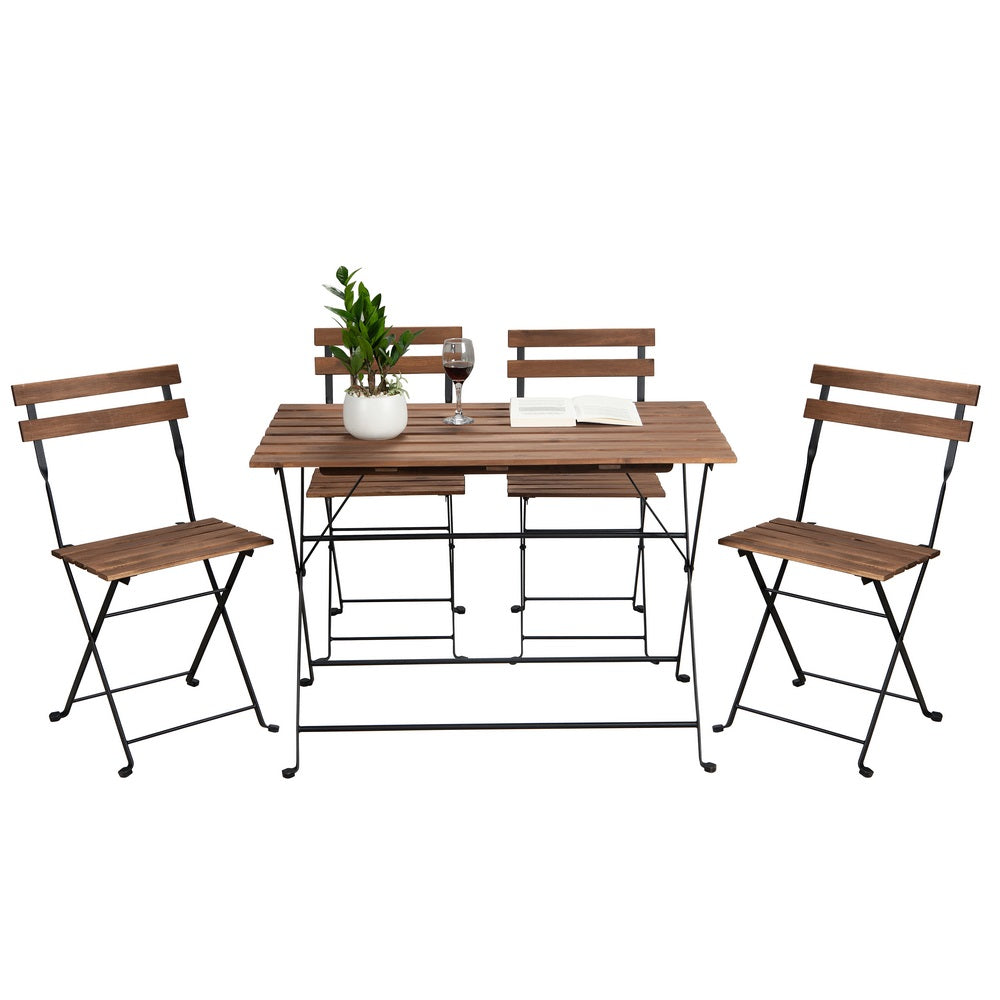 Set tavolino e quattro sedie da giardino modello Bistrot nero