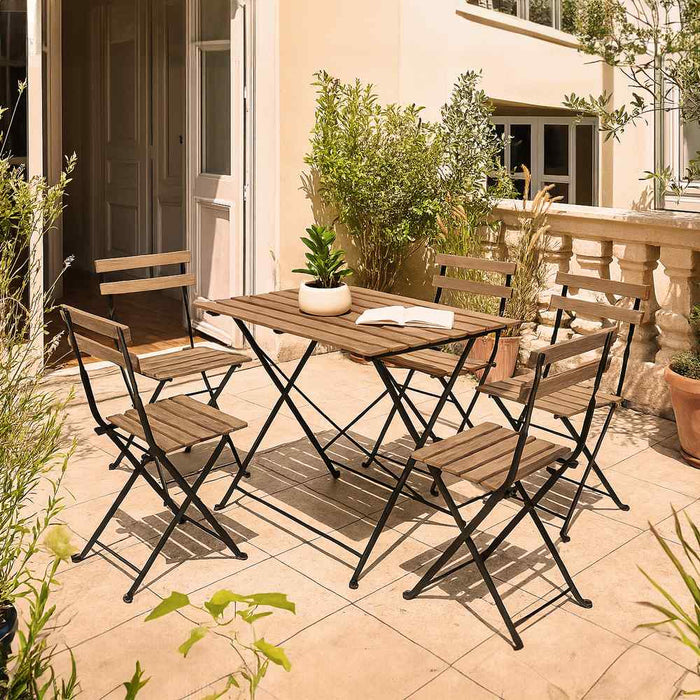 Set tavolino e quattro sedie da giardino modello Bistrot nero