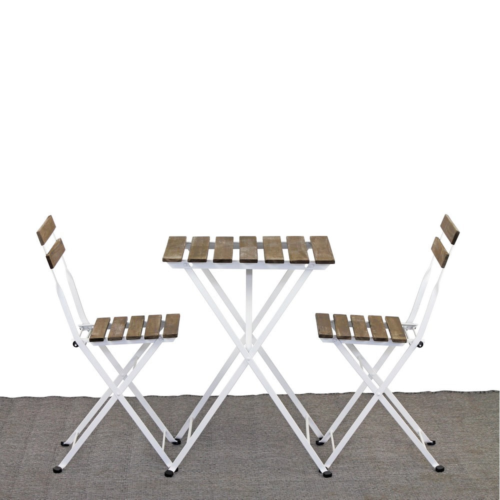 Set tavolino e due sedie da balcone pieghevoli Bistrot Bianco