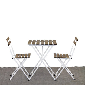 Set tavolino e due sedie da balcone pieghevoli Bistrot Bianco