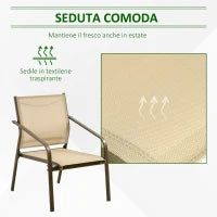 Set da Giardino 4 Pezzi con 2 Sedie, 1 Divanetto e 1 Tavolino da Caffè, Kaki
