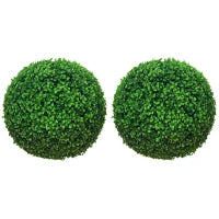 Set di 2 Piante Finte Sfera di Bosso Ø40cm, Decorazione per Interno ed Esterno, Verde