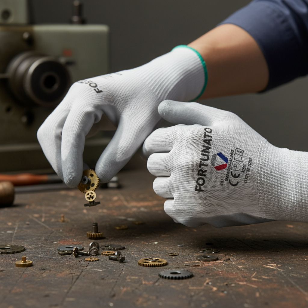 Guanti in poliestere con palmo in nitrile per lavori leggeri