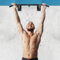 Barra per Trazioni a Muro 2 in 1 con 3 Impugnature Diverse, in Acciaio, 93.5x65x17 cm, Nero