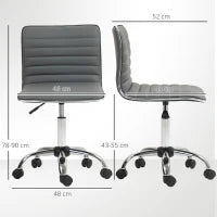 Sedia da Ufficio Ergonomica in Pelle PU con Altezza Regolabile, Seduta Girevole e Ruote, Grigio Scuro