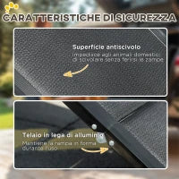 Rampa per Cani Pieghevole con Superficie Antiscivolo in MDF e Alluminio, 158x43.5x2.5 cm, Nero