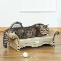 Graffiatore Cartone per Gatti in Forma di Divano con Catnip per Interno 60x29,5x29 cm Marrone