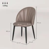 Set 2 Sedie da Pranzo in Pelle PU con Gambe in Metallo e Schienale a Conchiglia, Marrone