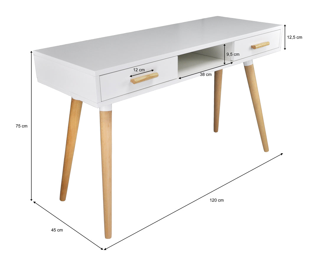 Consolle scrivania per cameretta e ufficio in stile nordico colore bianco NO08SC