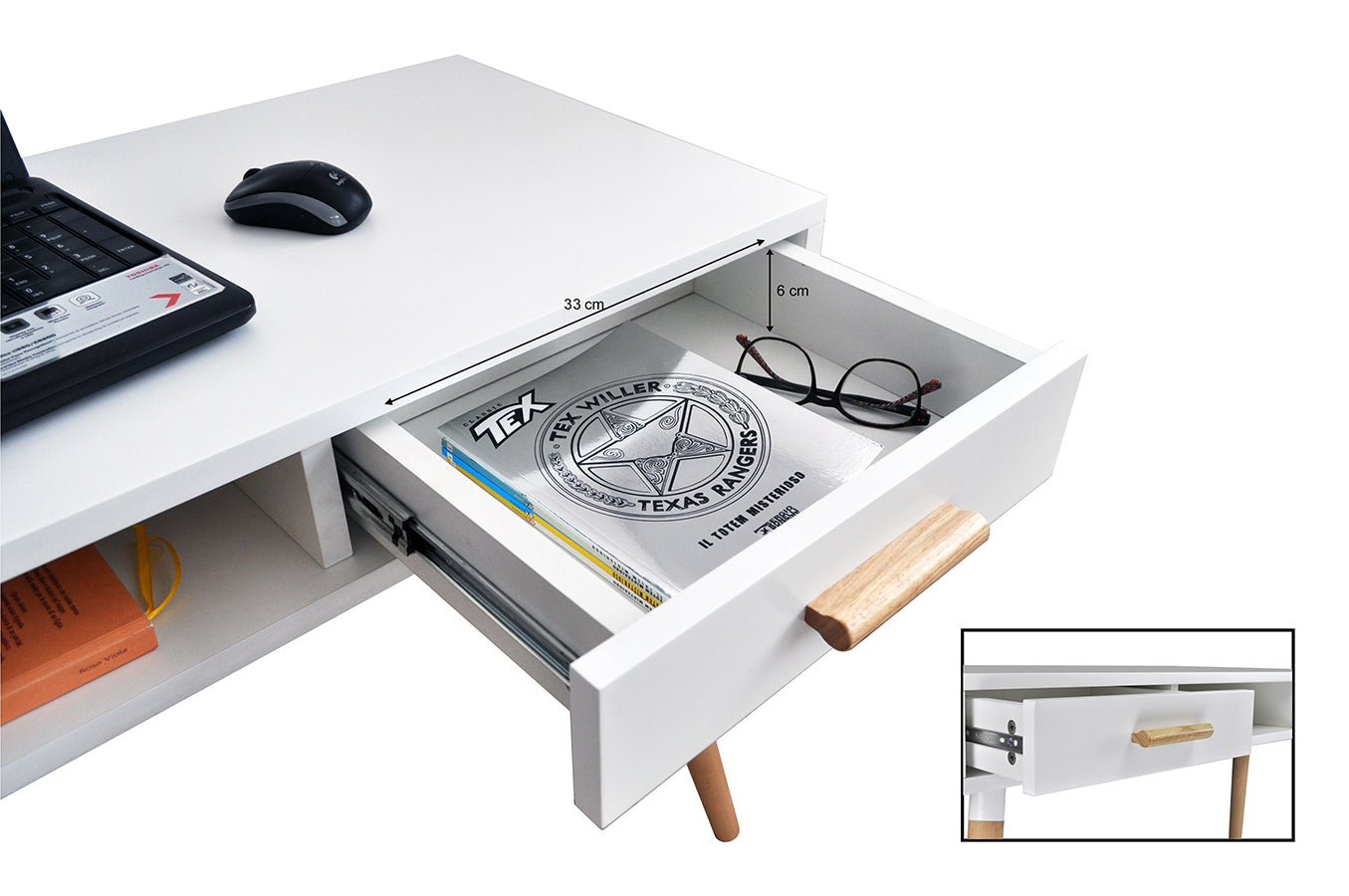 Consolle scrivania per cameretta e ufficio in stile nordico colore bianco NO08SC