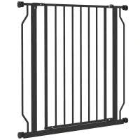 Cancelletto per Cani Estensibile e Regolabile per Scale e Porte, in Acciaio e ABS, 75-85x76 cm, Nero