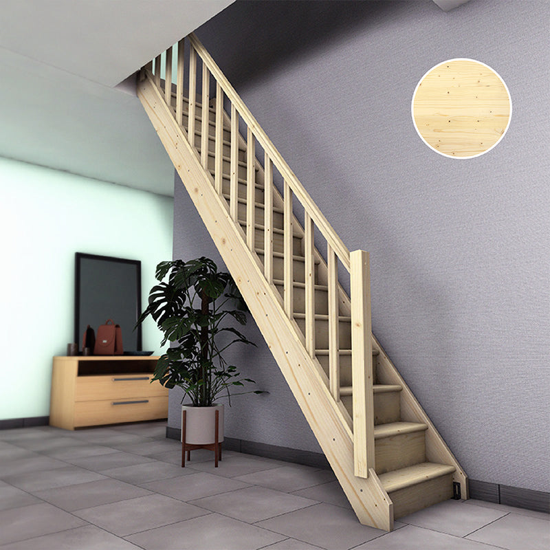 NORMANDIE - Scala dritta in legno con 2 binari