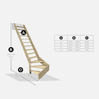 NORMANDIE - Scala a quarto di giro a sinistra con balaustro
