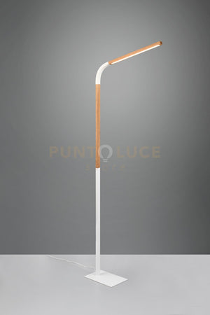 NORRIS PIANTANA LED 11W 1400lm, 3000K METALLO BIANCO E LEGNO FLESSIBILE CON REGOLAZIONE INTENSITA' H. 169,5CM