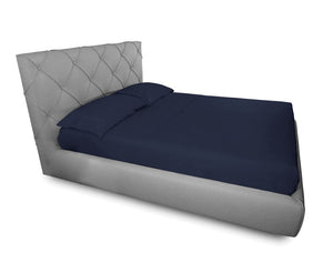 Completo Lenzuola In 100% Cotone In Tinta Unita Made In Italy - Singolo - Blu notte