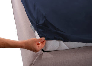 Completo Lenzuola In 100% Cotone In Tinta Unita Made In Italy - Singolo - Blu notte