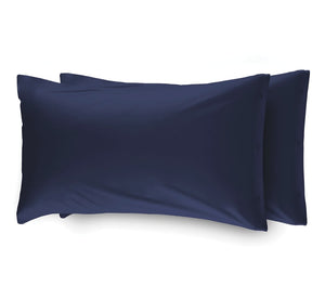 Completo Lenzuola In 100% Cotone In Tinta Unita Made In Italy - Singolo - Blu notte