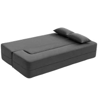 Divano letto 2 posti in schiuma, con braccioli larghi, 2 cuscini, portata 360 kg, Grigio