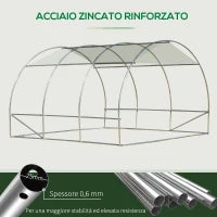Serra a Tunnel 3x3x2m con Porta e 6 Finestre, Doppia Copertura in PE e Struttura in Acciaio