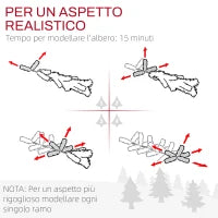 Albero di Natale Innevato con 1321 Rami Ignifughi, in Plastica e Metallo, Ø115x180 cm, Verde