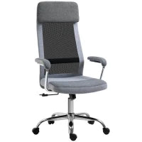 Sedia da Ufficio Ergonomica Girevole, Altezza Regolabile e Dondolamento, Poltrona in Tessuto a Rete 65x67x119-129cm Grigio