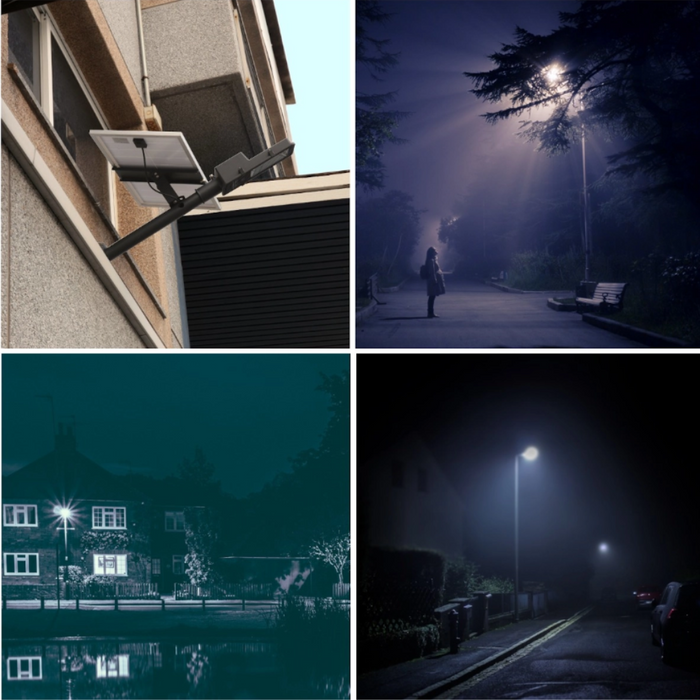 Lampione led ad energia solare con pannello solare separato + batteria 100 watt