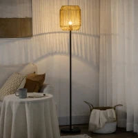 Lampada da Terra per Salone con Paralume in Corda di Carta Design Naturale, Attacco E27 Max, 40W, Ø 26 x 164H cm, Naturale